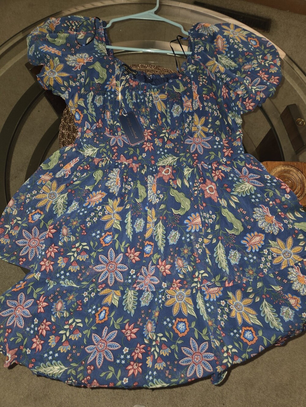 Simply Southern  Blue Floral Smocked Dress - Xl